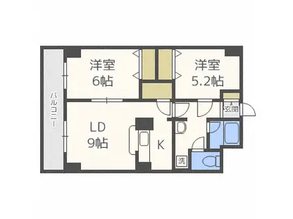 ラ・パルク緑ヶ丘(2LDK/4階)の間取り写真
