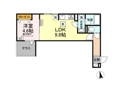 セレスティア徳丸 A(1LDK/1階)の間取り写真