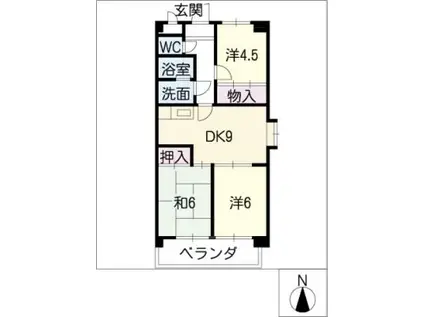 AMOUR MIWA(3DK/2階)の間取り写真