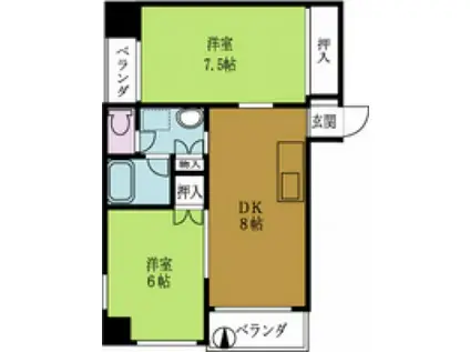 グリーンハイツ多田(2DK/5階)の間取り写真