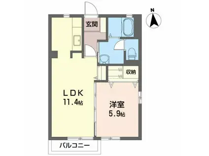 ルミエール(1LDK/1階)の間取り写真
