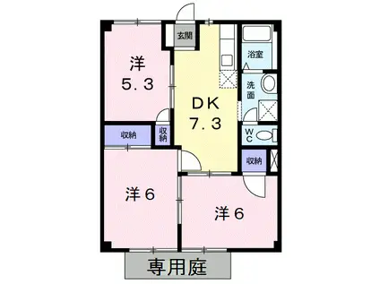 アーバンハウスII(3DK/1階)の間取り写真