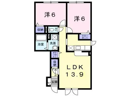 アルヴィス(2LDK/1階)の間取り写真
