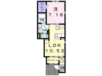 ハッピー プレイス II(1LDK/1階)の間取り写真