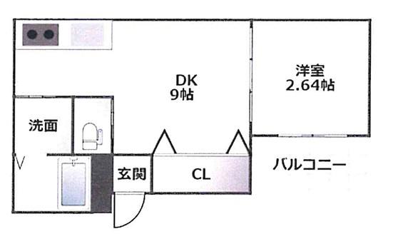 コティ網干(1DK/1階)の間取り写真