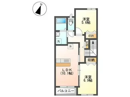 ルナリア(2LDK/2階)の間取り写真