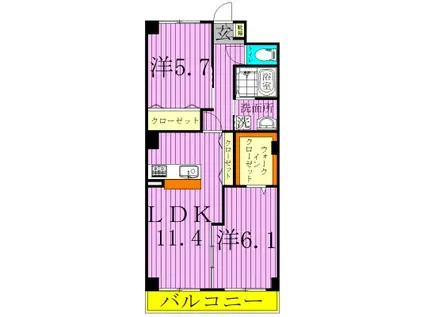 メゾンアイリス(2LDK/2階)の間取り写真