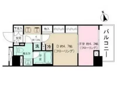 パークリュクス中野(1DK/8階)の間取り写真