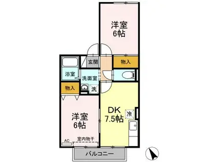 ディアコート加茂 A・B(2DK/1階)の間取り写真