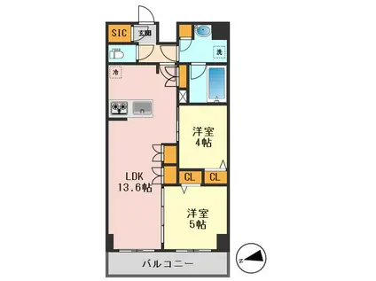 アーバンパーク船堀II(2LDK/5階)の間取り写真