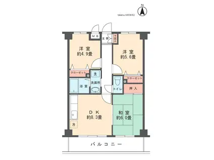 アルデール新城(3DK/2階)の間取り写真