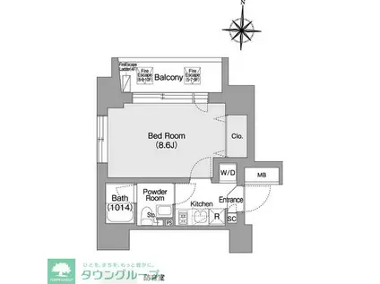 コンフォリア・リヴ森下MUTIO(1K/9階)の間取り写真