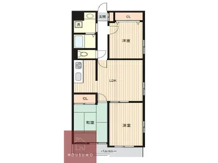 グランドハイツ豊中(3LDK/2階)の間取り写真