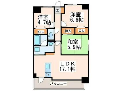 サムティ西熊本(3LDK/12階)の間取り写真