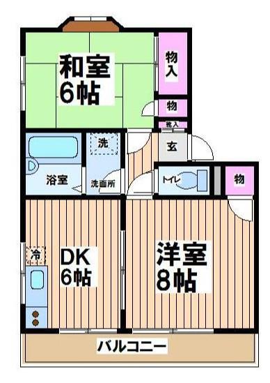 コーポ朝倉A棟(2DK/1階)の間取り写真
