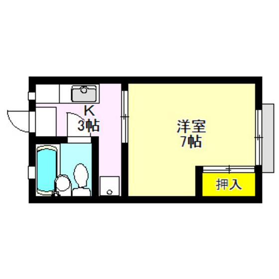 コアシティII(1K/2階)の間取り写真