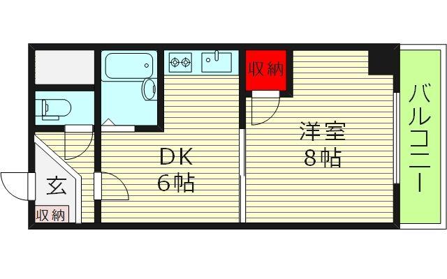 雅叙園ハイツ(1DK/3階)の間取り写真