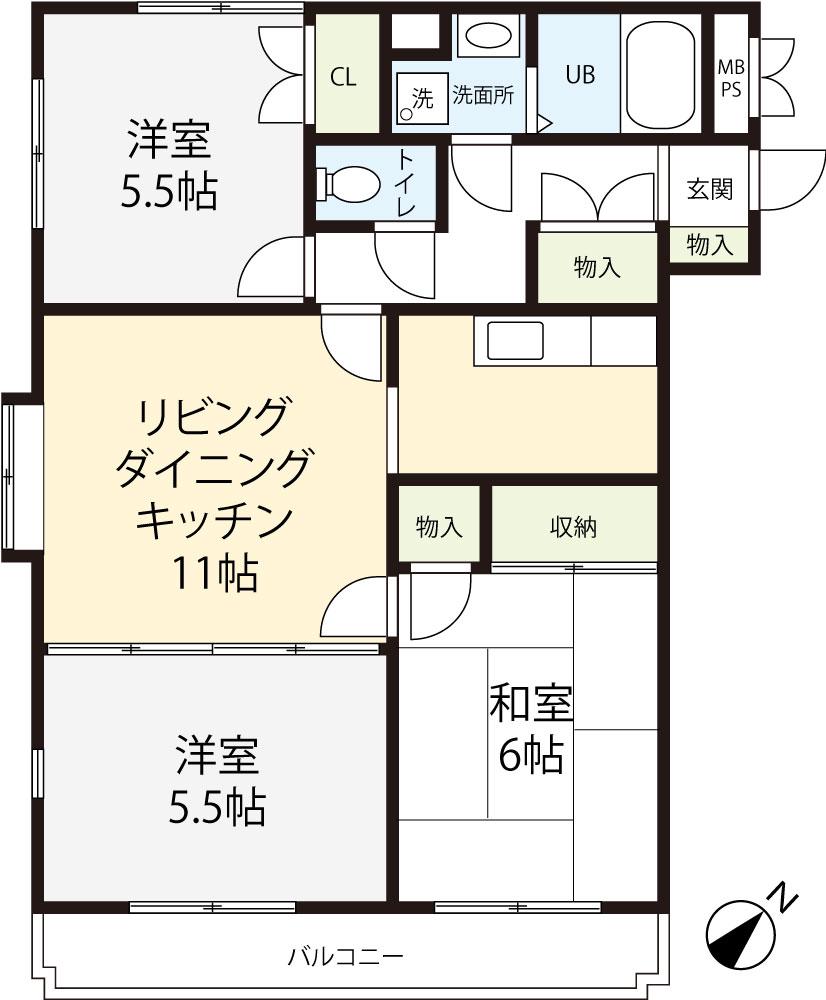 カーサゼルコバ(3LDK/2階)の間取り写真