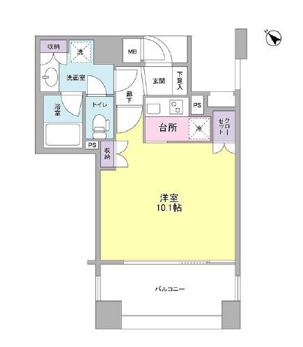 アルス恵比寿メイクス(ワンルーム/7階)の間取り写真