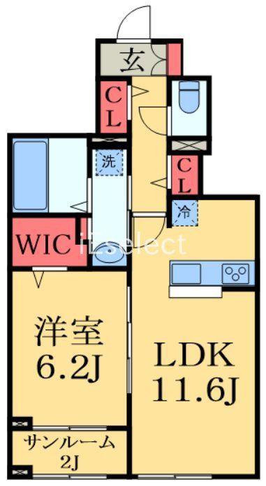 メゾンフォンテーヌ(1LDK/1階)の間取り写真