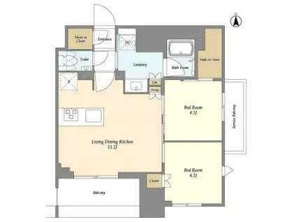 ドゥーエ府中I(2LDK/8階)の間取り写真