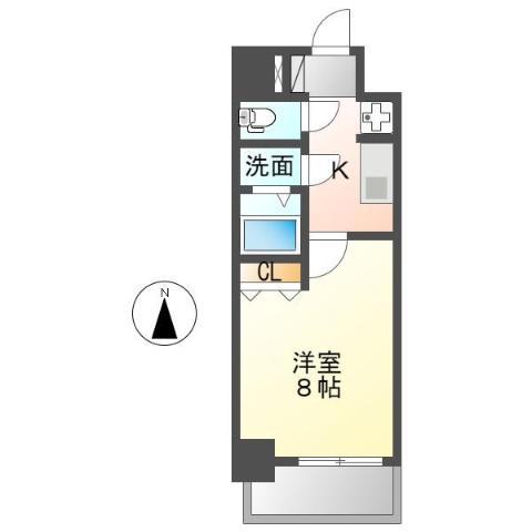 メイクスアート太閤通(1K/2階)の間取り写真