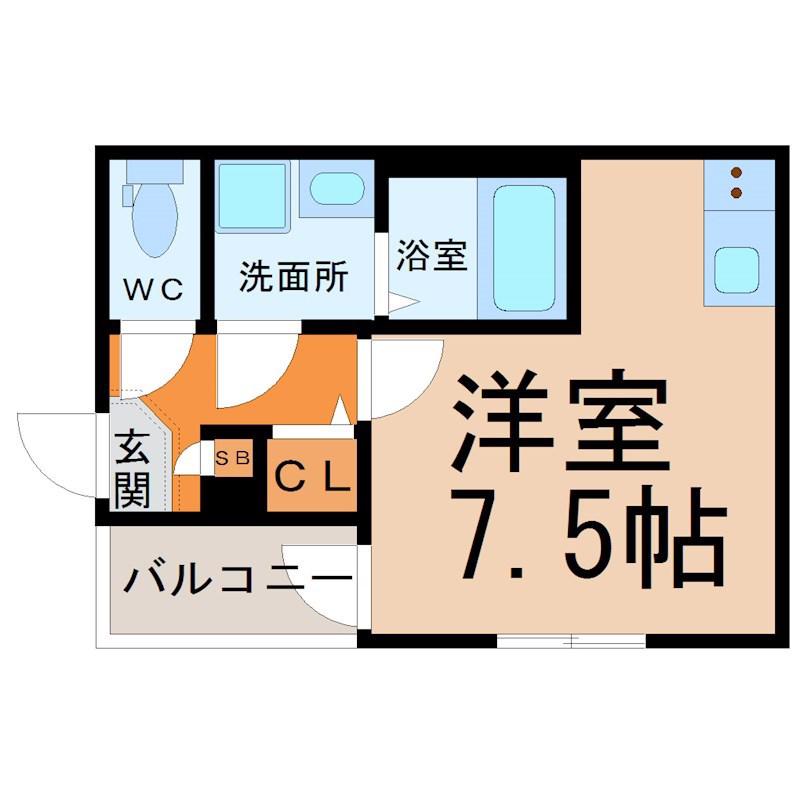 ハーモニーテラス大久手町(ワンルーム/1階)の間取り写真