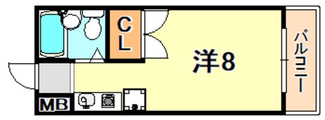 ニューヴィラ舞子(ワンルーム/2階)の間取り写真