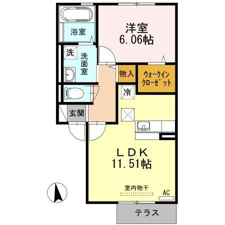 ニューライフつぶく5(1LDK/1階)の間取り写真