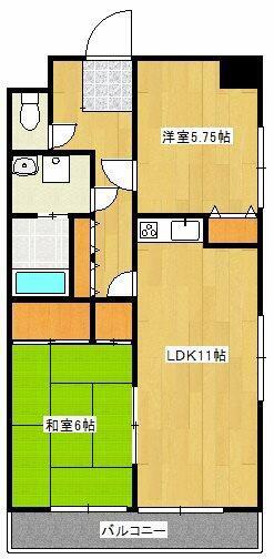 マンションミゾロク(2LDK/4階)の間取り写真