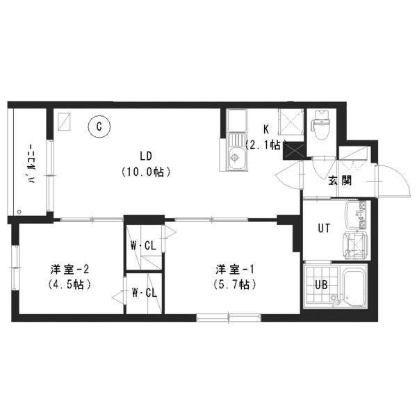 プレシェルト北大前(2LDK/4階)の間取り写真