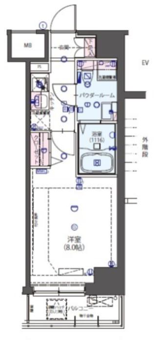 リヴシティ浦和常盤壱番館(1K/3階)の間取り写真