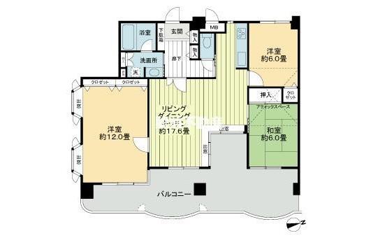 ライオンズマンションマキシム櫛原(3LDK/8階)の間取り写真
