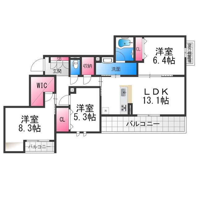 シャーメゾン グラニテ(3LDK/3階)の間取り写真