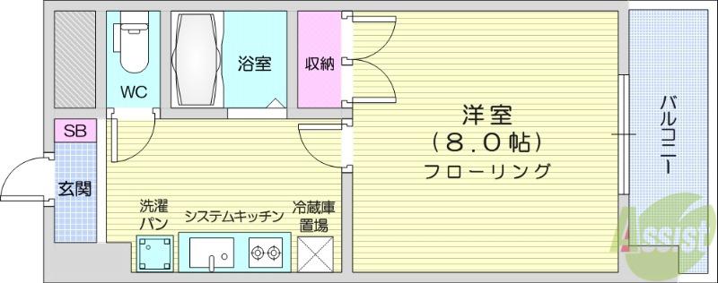グラン・ドミール燕沢(1K/2階)の間取り写真