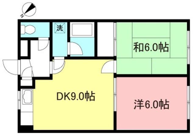 ミューボヌール(2DK/4階)の間取り写真