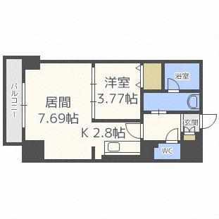 PRIME URBAN 大通東(1LDK/5階)の間取り写真