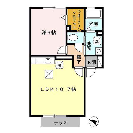 ボンヌ・シャンス(1LDK/1階)の間取り写真