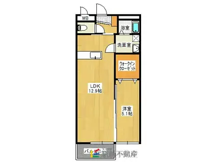 ＪＲ長崎本線 鍋島駅 徒歩46分 3階建 築14年(1LDK/2階)の間取り写真