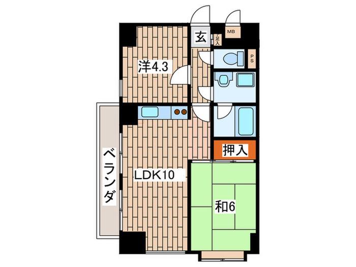 ライオンズマンション吉野町第7(2LDK/5階)の間取り写真