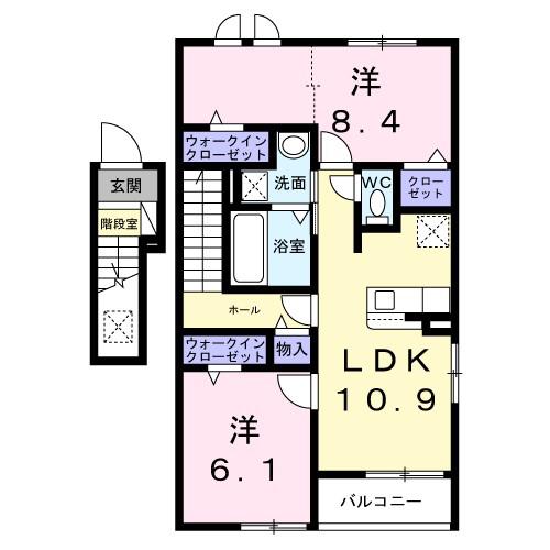 ラフォンテ(2LDK/2階)の間取り写真