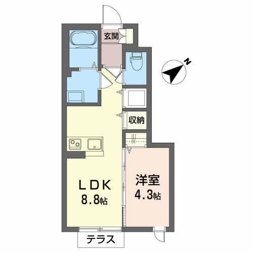 シャーメゾングランドガーデンC(1LDK/1階)の間取り写真
