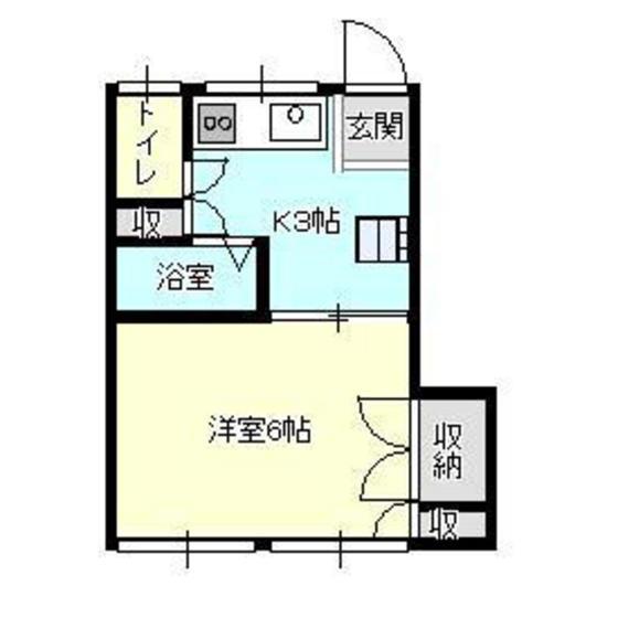 R.中央II(1K/2階)の間取り写真