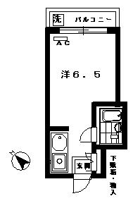 ハイツベルグ武蔵(ワンルーム/2階)の間取り写真