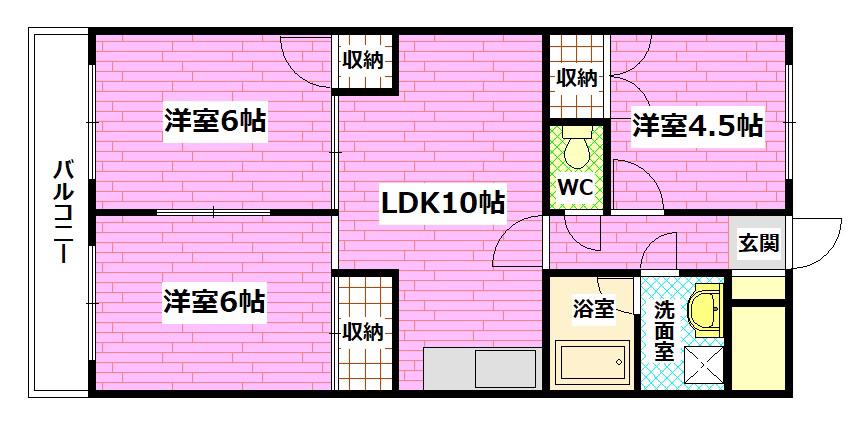 メゾン梅田(3LDK/4階)の間取り写真