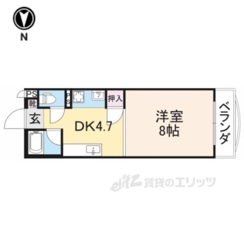 チェリープロムナード(1DK/2階)の間取り写真