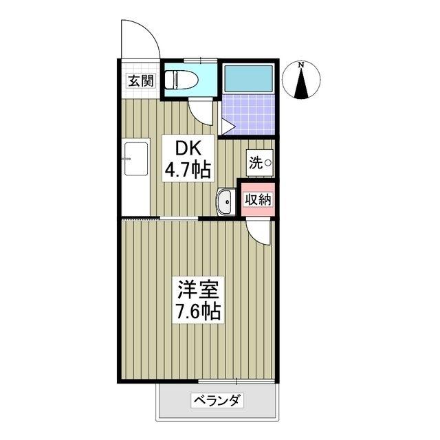 グリーンハイツホリ(1DK/2階)の間取り写真
