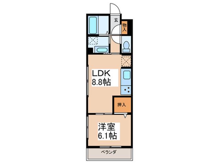 セレーノ(1LDK/1階)の間取り写真