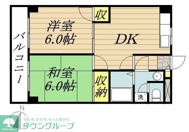 ファベール西浦和I(2DK/4階)の間取り写真