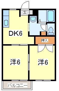 ベルメゾン(2DK/2階)の間取り写真